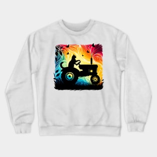 Funny Cat Driving Tractor Crewneck Sweatshirt